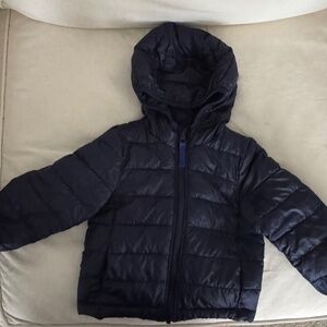 Primary puffer coat in navy- 12-18m